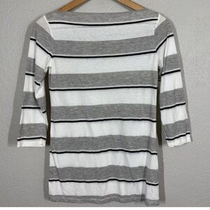 James Perse Striped Gray and White Women's boat Neck Top Shirt Size Small
